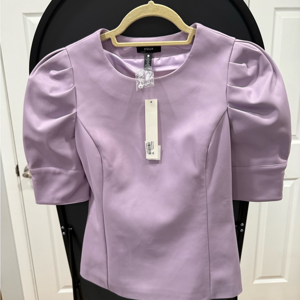 AQUA Women's Purple Puff Sleeve Top